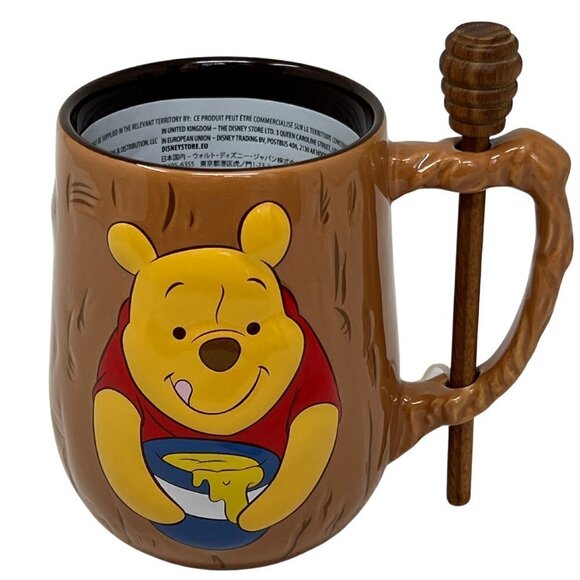 NEW Disney - Coffee Mug - Winnie the Pooh Sculpted with Honey Stick Stirrer - Picture 1 of 4